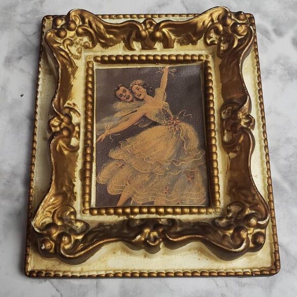 Vintage 1950s Dancers Picture with Golden Frame - Picture 1 of 10